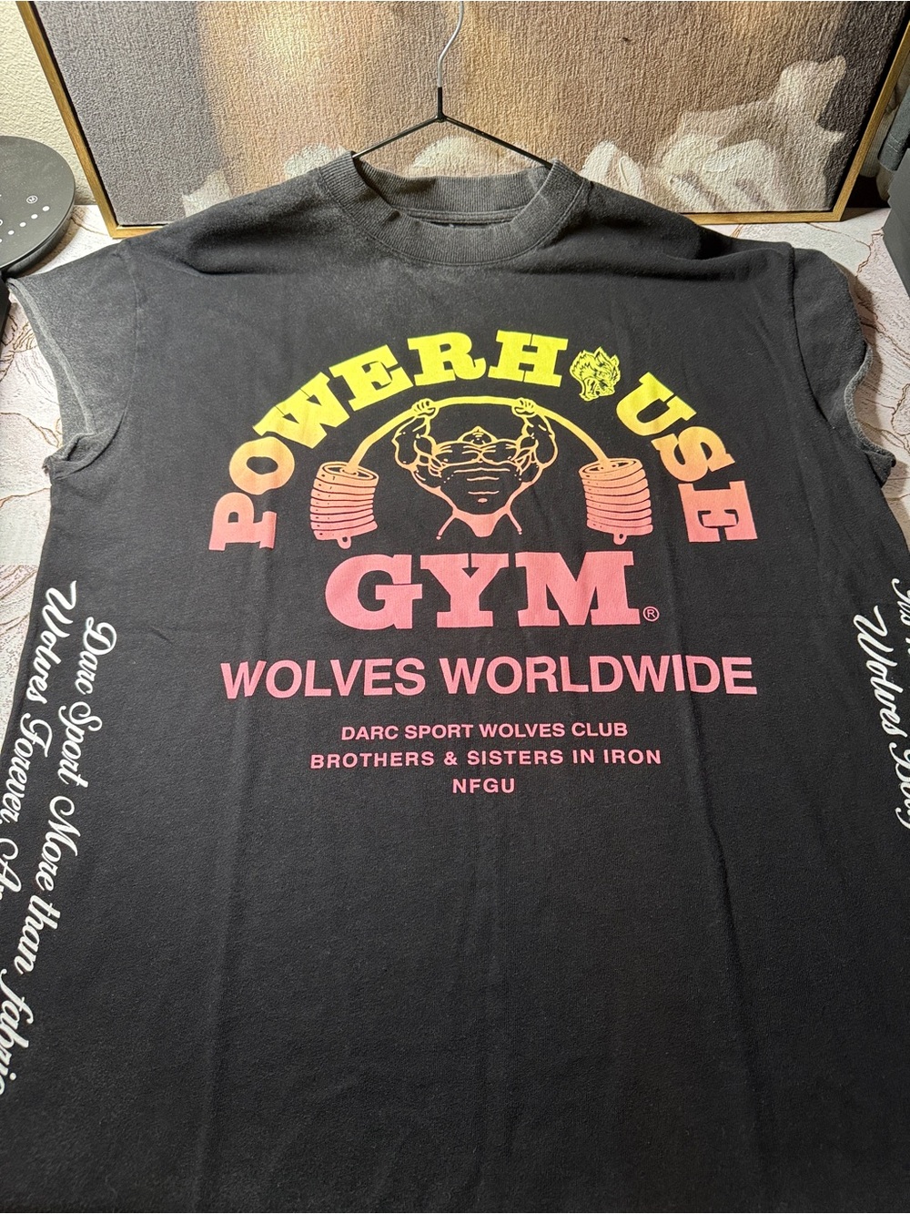 Darc Sport Black Tee with Yellow-to-Pink Gym Graphic